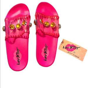 Betsey Johnson Slide on Sandals with Embellishments